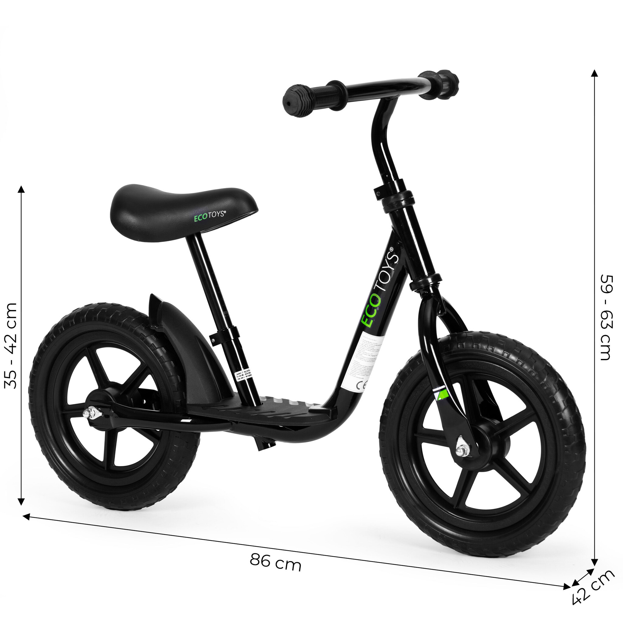 Loopfiets - zwart - 42 x 86 x 63 cm - 3+ jaar