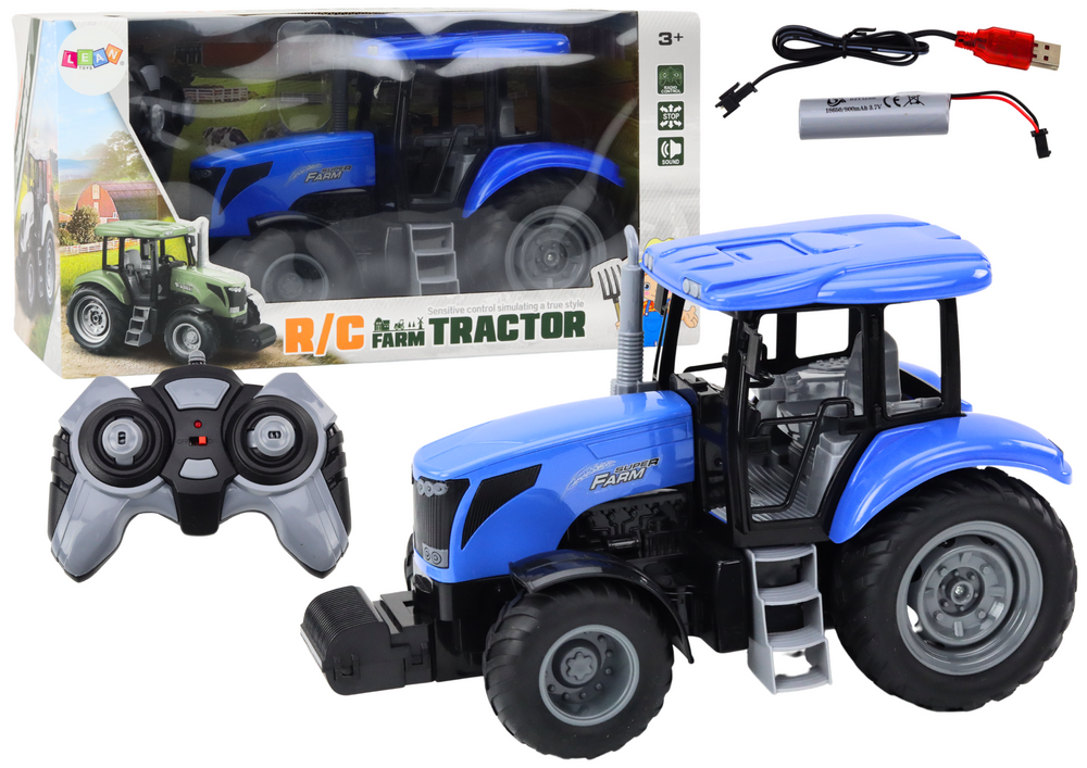 Bestuurbare tractor - blauw - 34x18.5x16 cm - rubberen wielen