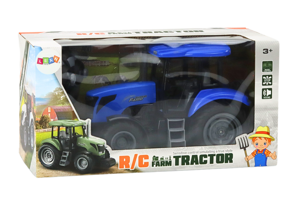 Bestuurbare tractor - blauw - 34x18.5x16 cm - rubberen wielen