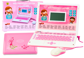 Kinder laptop - roze - 24 x 18 x 4 cm - tweetalig