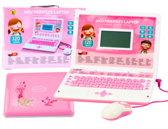 Kinder laptop - roze - 24 x 18 x 4 cm - tweetalig