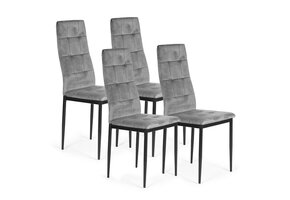 Velvet eetkamerstoel - set van 4 - zwart staal - max. 120 kg