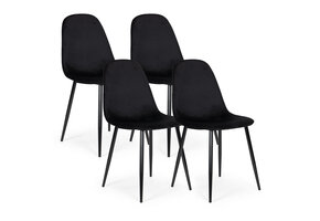 Velvet eetkamerstoel - zwart - set van 4 - stalen poten