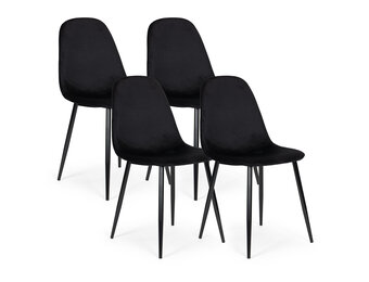 Velvet eetkamerstoel - zwart - set van 4 - stalen poten