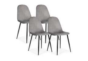 Velvet eetkamerstoel - set van 4 - grijs - 85 x 46 x 46 cm