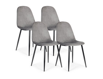 Velvet eetkamerstoel - set van 4 - grijs - 85 x 46 x 46 cm