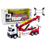 Vrachtwagen speelgoed - wit-rood - 31 x 12,5 x 9,5 cm - licht en geluid