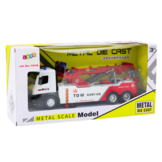 Vrachtwagen speelgoed - wit-rood - 31 x 12,5 x 9,5 cm - licht en geluid