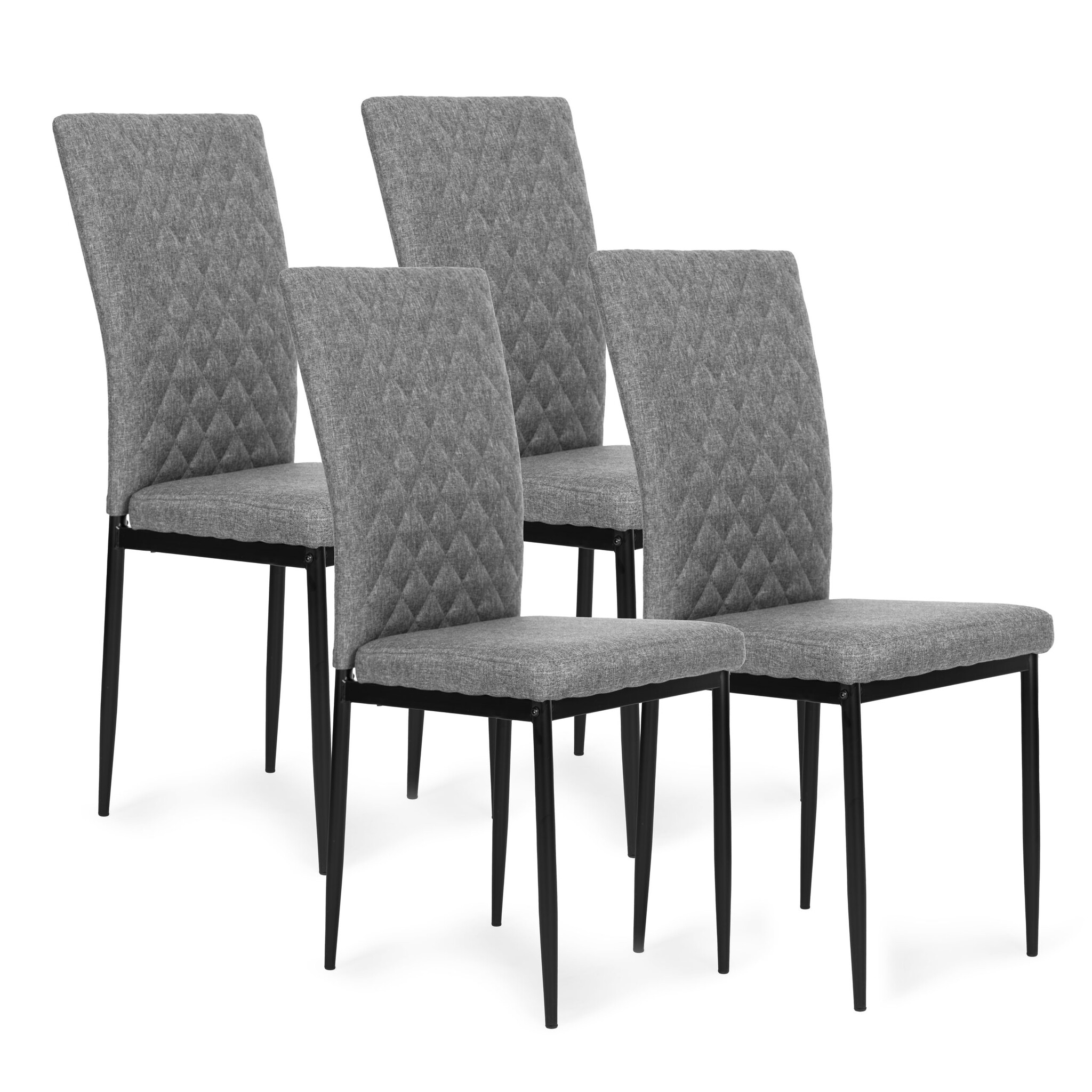 Eetkamerstoelen - set van 4 - grijs - hoogwaardig schuimvulling