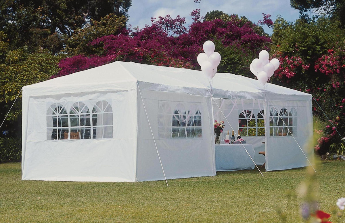 Partytent - 900 x 300 cm - verwijderbare zijwanden - bestand tegen zon en regen