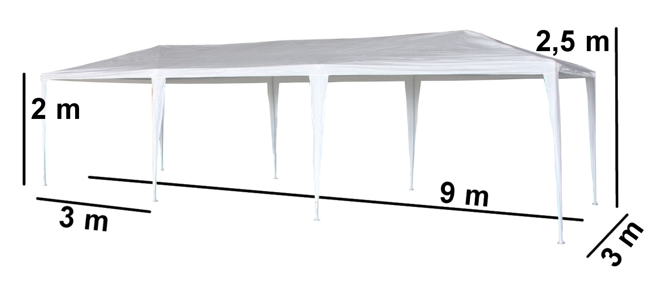 Partytent - 900 x 300 cm - verwijderbare zijwanden - bestand tegen zon en regen