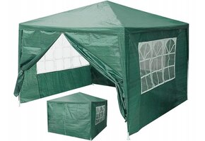 Partytent 3x3 - groen - metalen structuur - afneembare zijpanelen