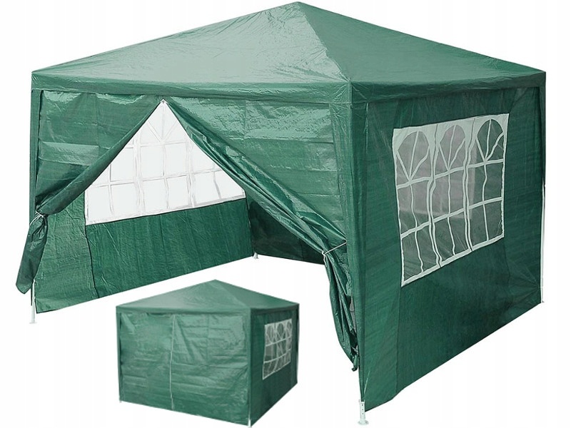 Partytent 3x3 - groen - metalen structuur - afneembare zijpanelen