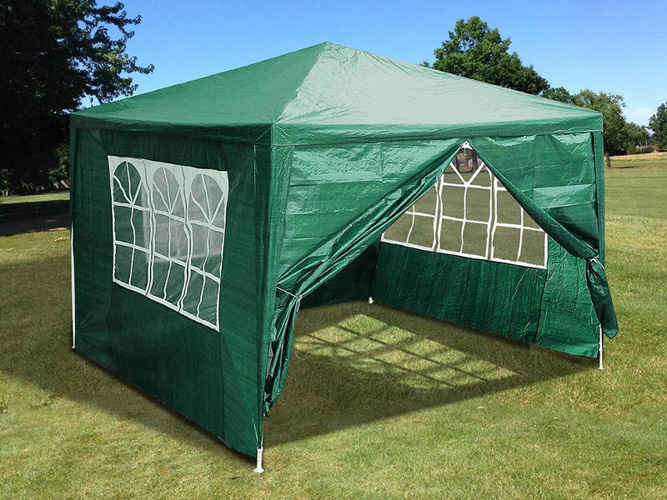 Partytent 3x3 - groen - metalen structuur - afneembare zijpanelen
