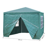 Partytent 3x3 - groen - metalen structuur - afneembare zijpanelen