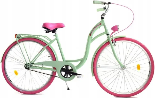 Meisjesfiets - 26 inch - stadsfiets - mintgroen roze