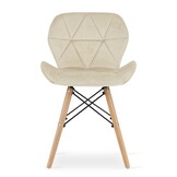 Velvet eetkamerstoel - 3 stuks - beige - beukenhouten poten