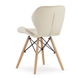 Velvet eetkamerstoel - 3 stuks - beige - beukenhouten poten