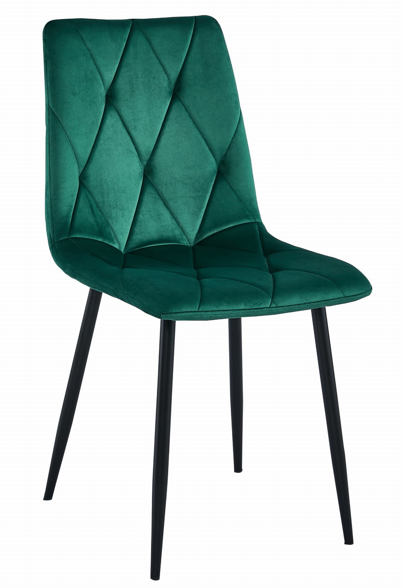 Velvet eetkamerstoel - groen - 88.5 x 44 x 40 cm - metaal zwart