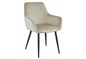 Velvet eetkamerstoel - beige - 83,5 x 55 x 47 cm - metaal zwart