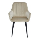 Velvet eetkamerstoel - 2 stuks - beige - metalen poten