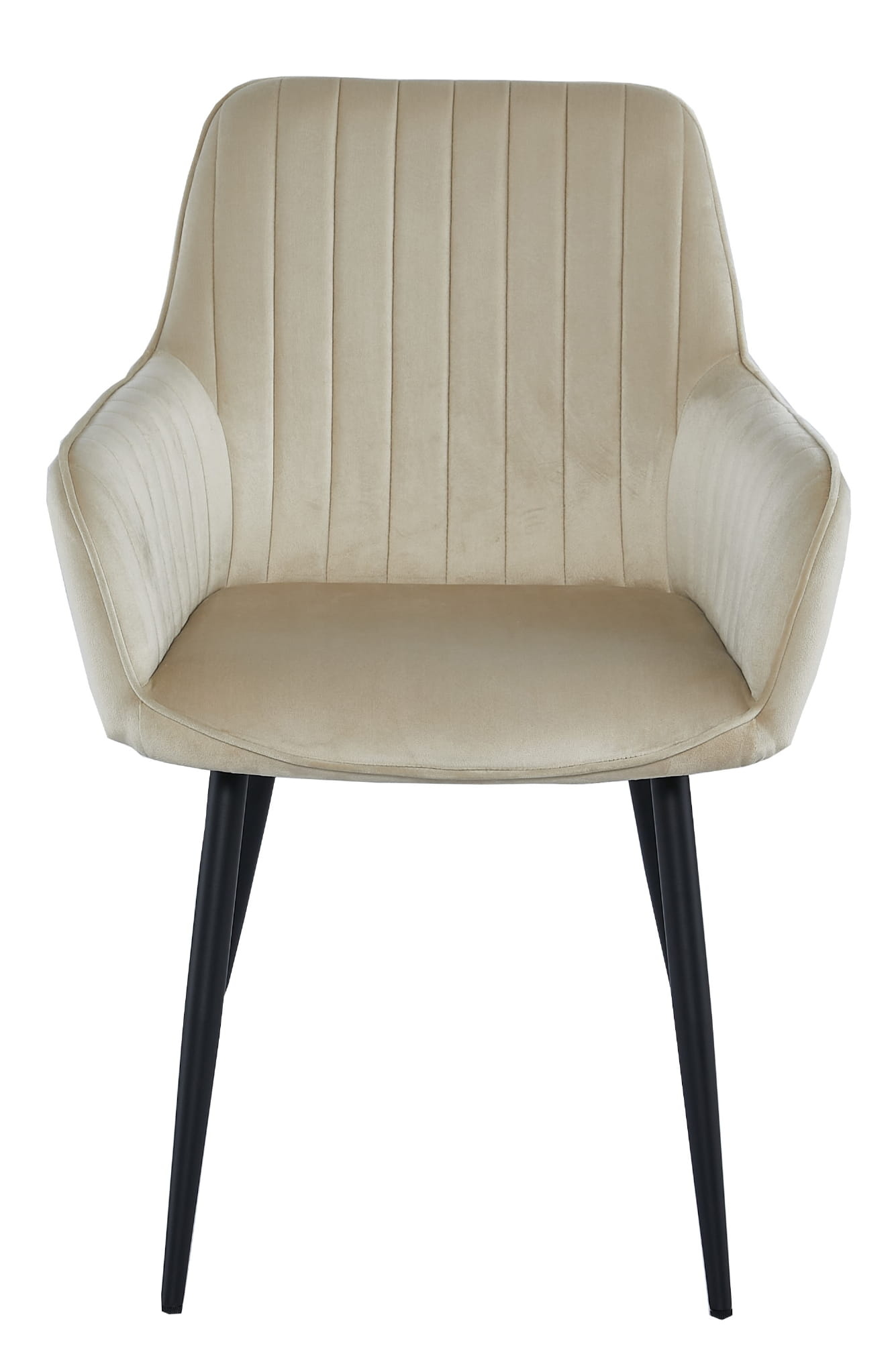 Velvet eetkamerstoel - 2 stuks - beige - metalen poten
