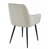 Velvet eetkamerstoel - 2 stuks - beige - metalen poten