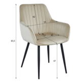 Velvet eetkamerstoel - 2 stuks - beige - metalen poten