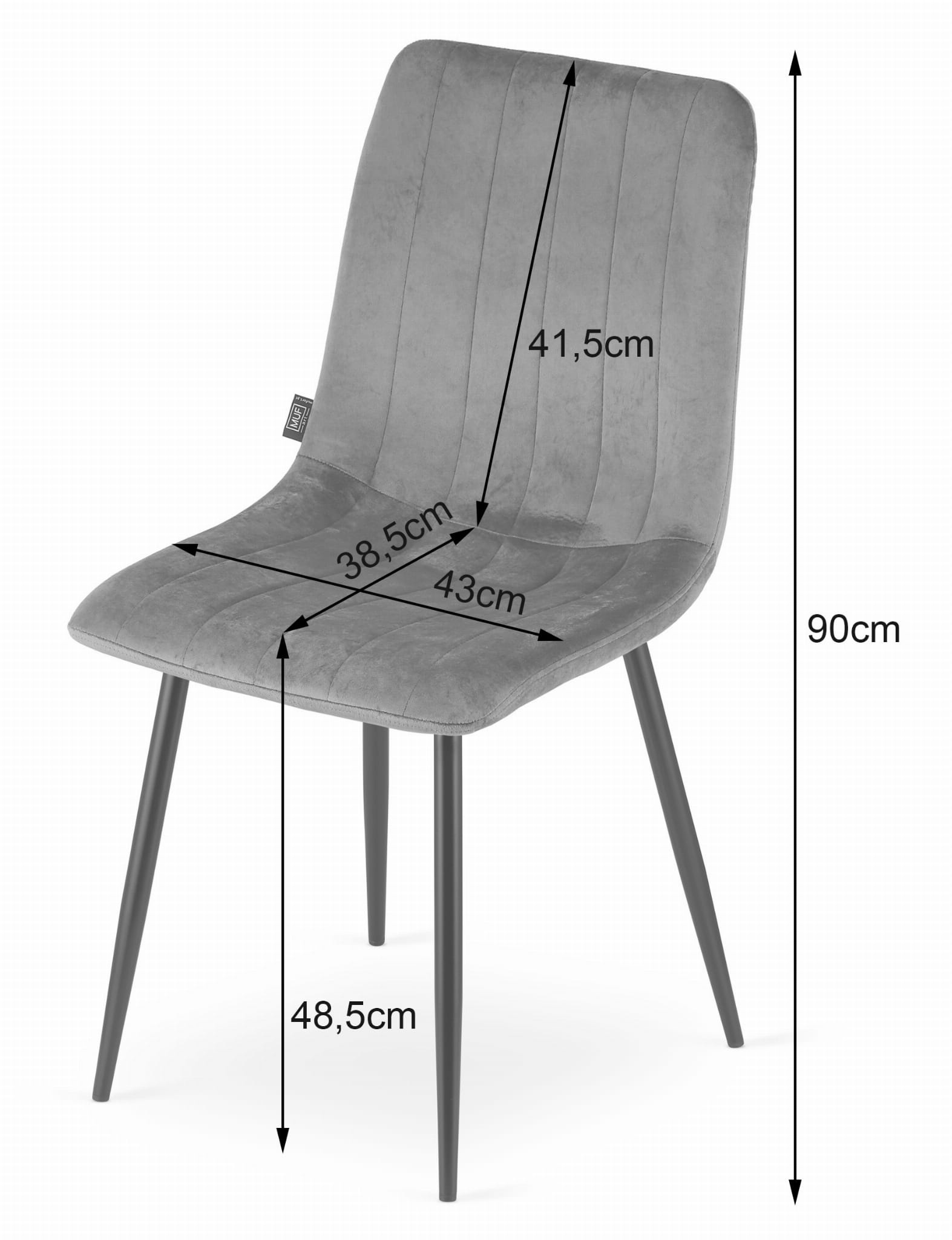 Fluwelen eetkamerstoel - 3 stuks - beige - 90 x 43 x 51 cm