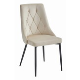 Velvet eetkamerstoel - beige - 93.5 x 48.5 x 61 cm - ergonomisch