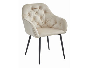 Velvet eetkamerstoel - beige - 81 x 61 x 55.5 cm - max 120 kg