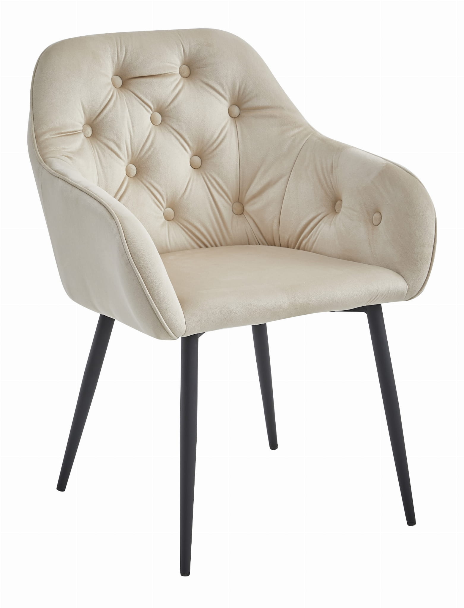 Velvet eetkamerstoel - beige - 81 x 61 x 55.5 cm - max 120 kg