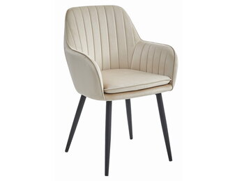 Velvet eetkamerstoel - 2 stuks - beige - afneembare hoes