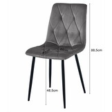 Velvet eetkamerstoel - 2 stuks - beige - 88.5 x 44 x 40 cm