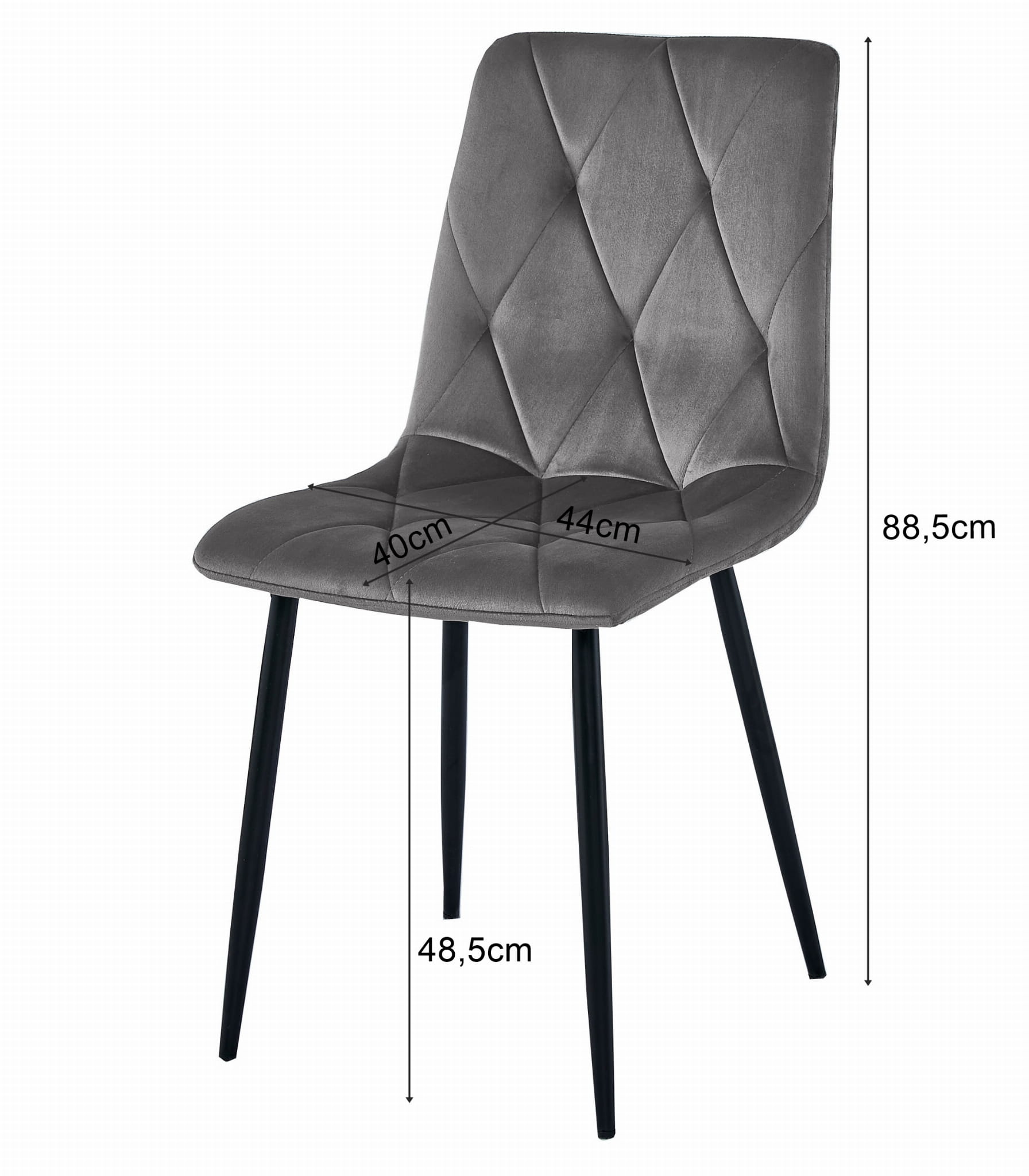 Velvet eetkamerstoel - 4 stuks - beige - 88.5 x 44 x 40 cm
