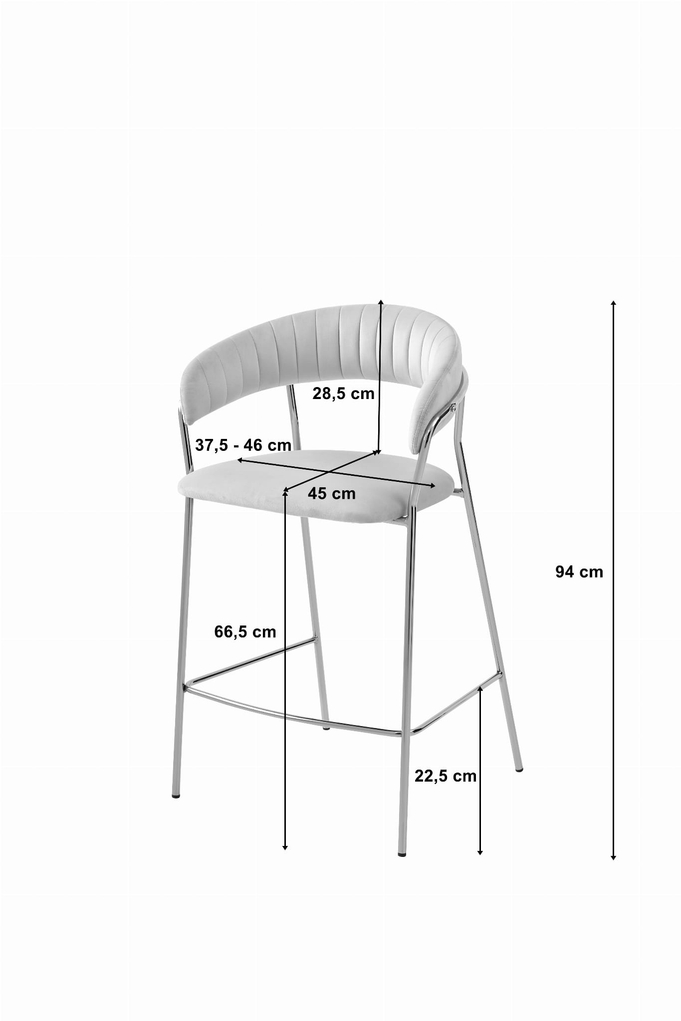 Barkruk goud - fluweel - 94 x 46 x 45 cm - comfortabele zitting
