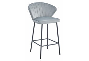 Luxe barkrukken - 2 stuks - zilvergrijs fluweel - 90,5 cm hoog