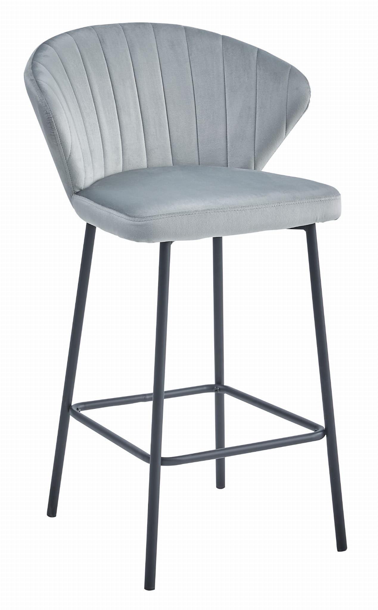 Luxe barkrukken - 2 stuks - zilvergrijs fluweel - 90,5 cm hoog