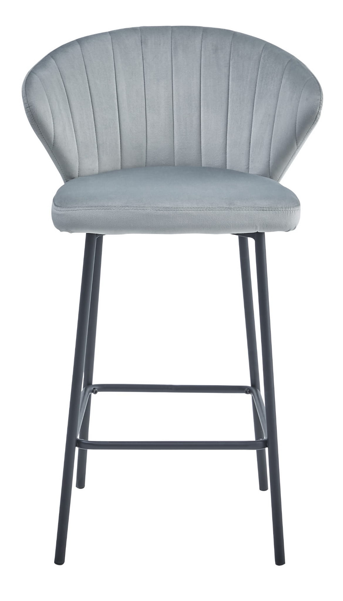 Luxe barkrukken - 2 stuks - zilvergrijs fluweel - 90,5 cm hoog