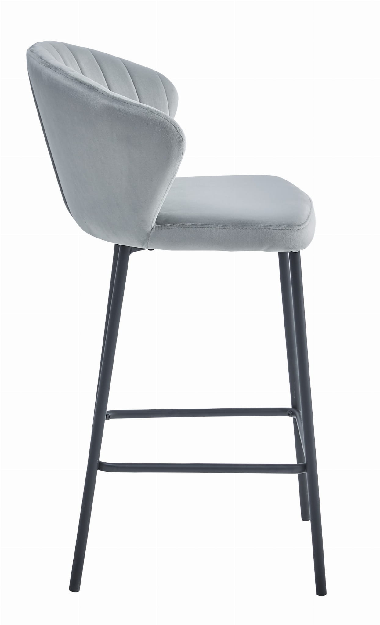 Luxe barkrukken - 2 stuks - zilvergrijs fluweel - 90,5 cm hoog