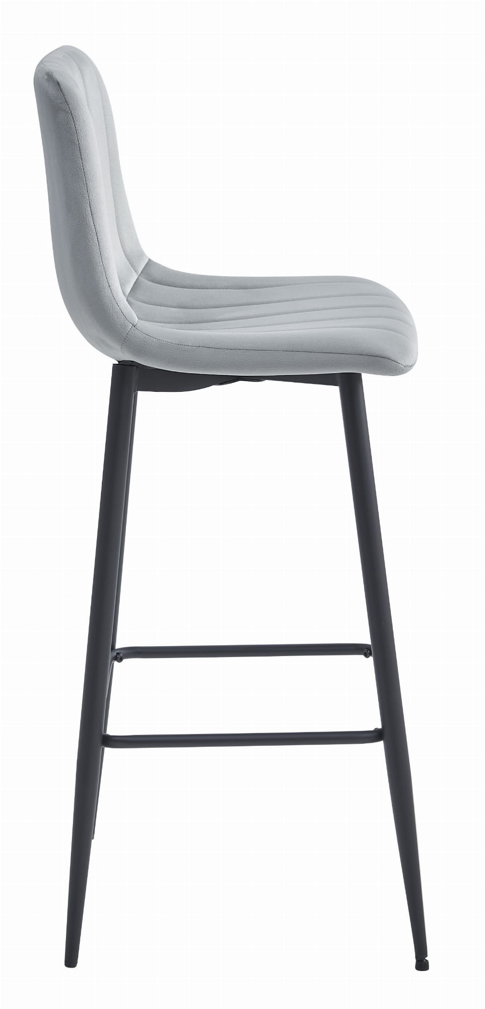 Barkruk - zilvergrijs - fluweel en staal - 104 x 43 x 35 cm