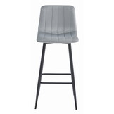 Barkruk - zilvergrijs - fluweel en staal - 104 x 43 x 35 cm