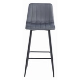 Barkruk velvet - donkergrijs - 104cm hoog - stalen poten