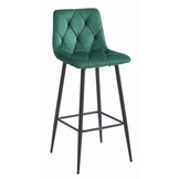 Barkruk groen velvet - 104x43.5x32.5 cm - stalen poten - zelfmontage