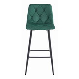 Barkruk groen velvet - 104x43.5x32.5 cm - stalen poten - zelfmontage