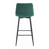 Barkruk groen velvet - 104x43.5x32.5 cm - stalen poten - zelfmontage