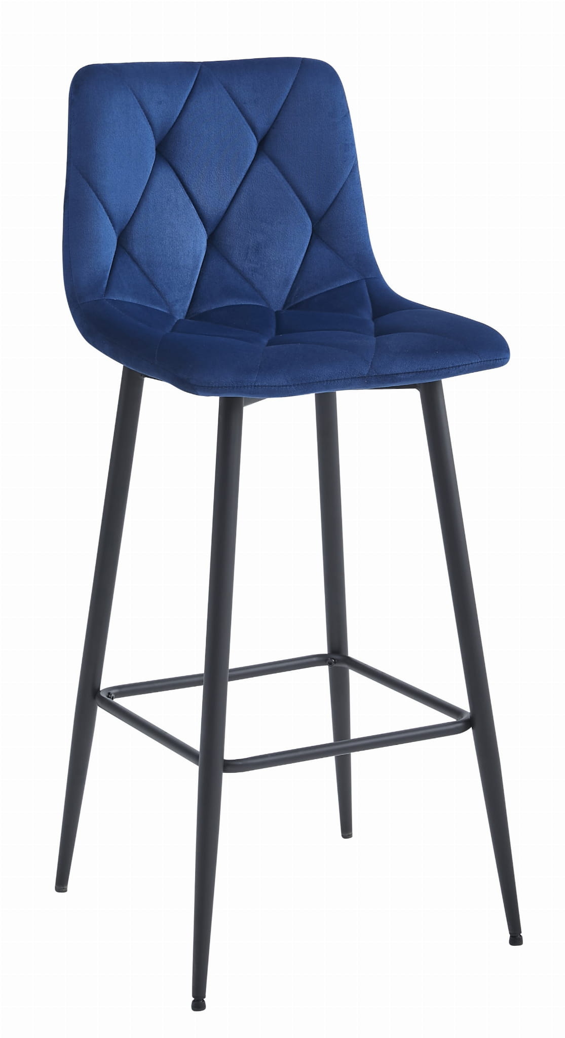 Barkruk met rugleuning - marineblauw fluweel - 104cm hoog - max. belasting 120kg