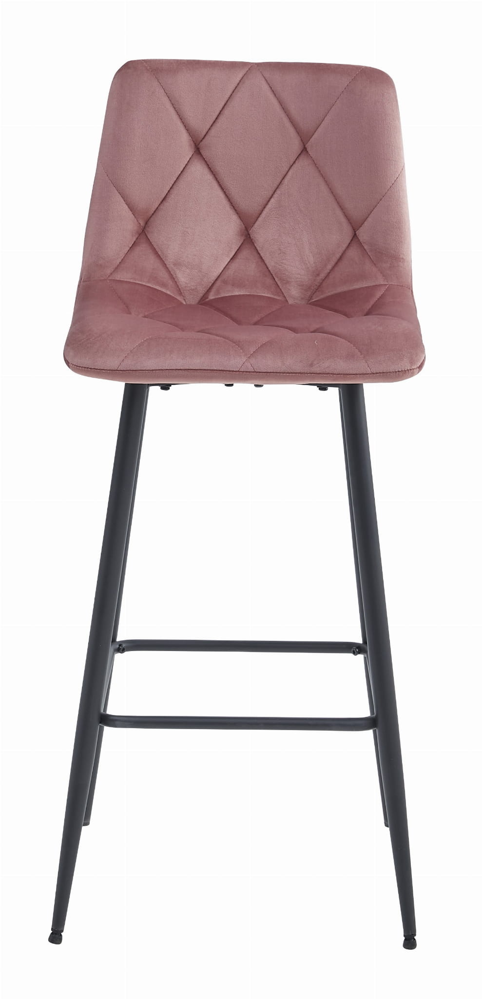 Barkruk fluweel - roze - 104cm hoog - stalen poten - Nado