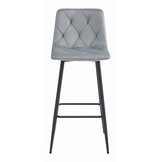 Barkruk velvet - 4 stuks - zilvergrijs - 104 x 43.5 x 32.5 cm