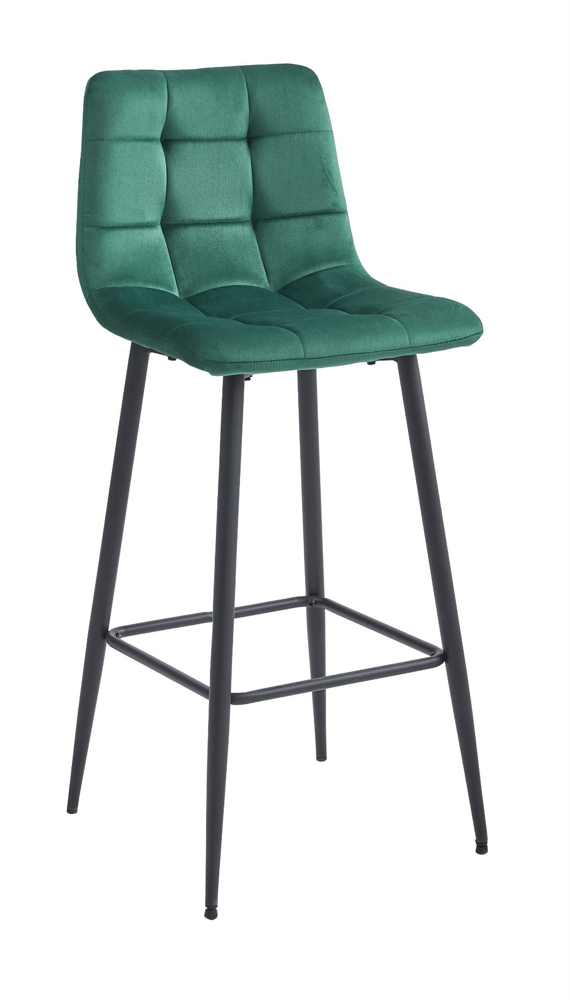 Barkruk groen velvet - 104cm hoog - stalen poten - max. belasting 120kg